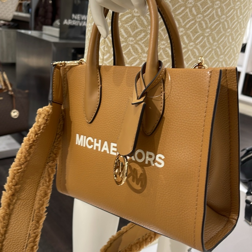 Michael Kors Mirella Small Pebbled Leather Shopper Top Zip Crossbody XBody Bag - Picture 15 of 16